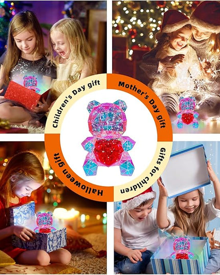 LED Bear Night Light, Glowing Bear Light Red Heart Night Light for Her,Kids Presents Gift for Girlfriend Mom Kids Birthday Anniversary,Bear Lamp for Nursery Decor (Bear with Heart) - LeafyLoom