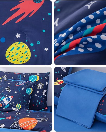 Twin Comforter Set for Boys Girls Space Bedding,Twin Size Comforter Sets Galaxy Bedding Comforter Quilt Set Kids 7pieces,Full Size Bedding Sets with Comforter and Sheets - LeafyLoom