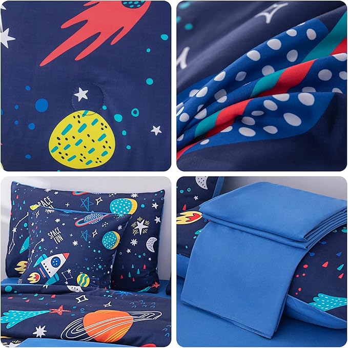 Twin Comforter Set for Boys Girls Space Bedding,Twin Size Comforter Sets Galaxy Bedding Comforter Quilt Set Kids 7pieces,Full Size Bedding Sets with Comforter and Sheets - LeafyLoom