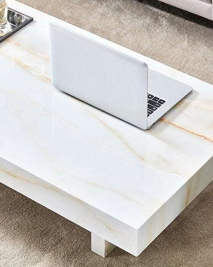NicBex 47.2Inch Rectangular Dining Table,Minimalist Kitchen Table with Imitation Marble Patterns Tabletop for 4 to 6,Modern Coffee Table,Dining Room Table for Kitchen,Small Space and Living Room,Black - LeafyLoom