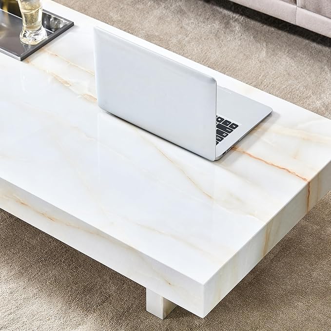 NicBex 47.2Inch Rectangular Dining Table,Minimalist Kitchen Table with Imitation Marble Patterns Tabletop for 4 to 6,Modern Coffee Table,Dining Room Table for Kitchen,Small Space and Living Room,Black - LeafyLoom