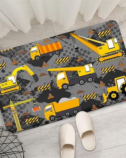 Construction Rugs for Boys Room Play Rug for Cars and Trucks Car Rug Play Mat Kids Rugs for Playroom Car Rug for Boys Room Construction Decor for Boys Room,Grey 2'×3' - LeafyLoom