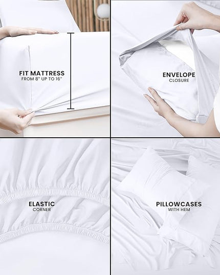 Utopia Bedding Full Bed Sheets Set - 4 Piece Bedding - Brushed Microfiber - Shrinkage and Fade Resistant - Easy Care (Full, White) - LeafyLoom
