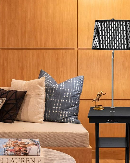 Brightech Madison w. Table & Lamp Combo, Desk Lamp with Wireless Charging Pad and USB Port, Bedside Reading Lamp, Nightstand Lamp with LED Bulb for Bedroom, Living Room, Office - Classic Black - LeafyLoom