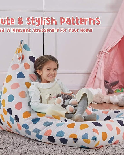 Nobildonna Stuffed Animal Storage Bean Bag for Kids (No Filler), Extra Large 250L Bean Bag Chair Cover Only, Washable Beanbag Without Filling Soft Premium Canvas Stuffable Bean Bag Cover (Pebble) - LeafyLoom