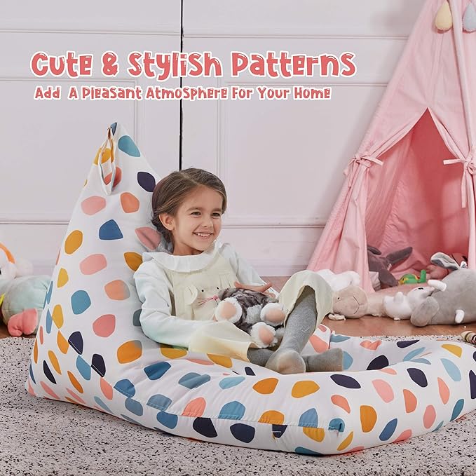 Nobildonna Stuffed Animal Storage Bean Bag for Kids (No Filler), Extra Large 250L Bean Bag Chair Cover Only, Washable Beanbag Without Filling Soft Premium Canvas Stuffable Bean Bag Cover (Pebble) - LeafyLoom