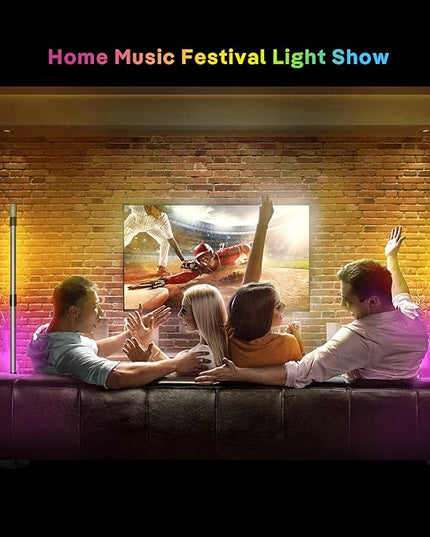 RGB+IC Floor Lamp, 2 Pack Smart LED Corner Lamp with Music Sync and 16 Million DIY Colors, App & Remote Control, 360° Rotating Standing Floor Lamp with Spotlight for Bedroom Living Room - LeafyLoom