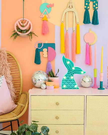 Cute Mermaid Tail Night Light, Mermaid Party Supplies, Mermaid Birthday Party Decorations, Mermaid Lamp, Battery Operated Led Light, Mermaid Bedroom Decor for Girls（Green） - LeafyLoom