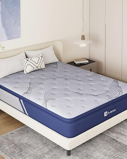 Avenco King Size Mattress, 10 Inch Mattress King Hybrid, Medium Firm King Mattress in a Box for Pressure Relief and Sound Sleep, Wrapped Coils and CertiPUR-US Foam, Soft Breathable Fabric - LeafyLoom