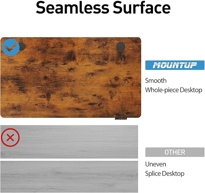 MOUNTUP Height Adjustable Electric Standing Desk Whole-Piece, 48 x 24 Inches Quick Assembly Sit Stand Desk, Stand Up Desk with Memory Controller, Ergonomic Desk, Rustic Brown - LeafyLoom