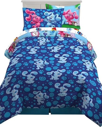 Franco Kids Bedding Super Soft Comforter and Sheet Set with Sham, 5 Piece Twin Size, Blues Clues - LeafyLoom