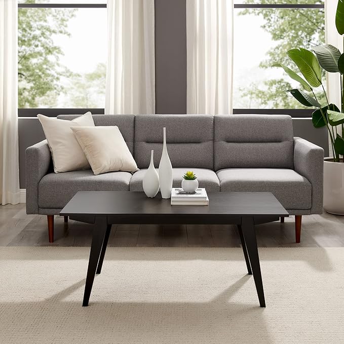Walker Edison Sibu Japandi Minimalist Coffee Table, 43 Inch, Black - LeafyLoom