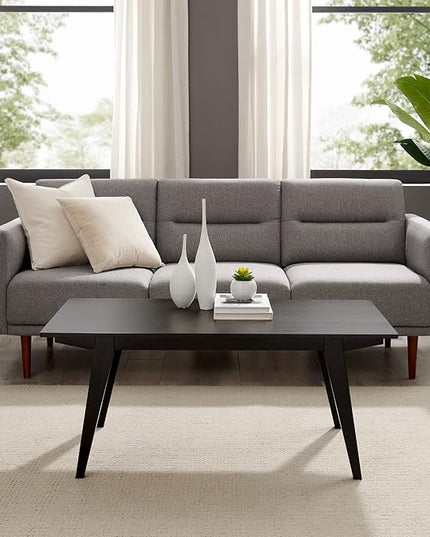 Walker Edison Sibu Japandi Minimalist Coffee Table, 43 Inch, Black - LeafyLoom