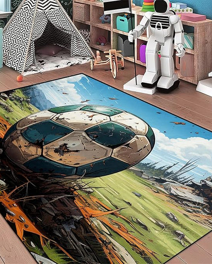 Football Rug for Boys Bedroom - Kids Rug Football Rug Basketball Rugs for Teen Boys Bedroom Football Carpet for Boys Bedroom Football Rugs for Boys Girls Sports Room,4'×5' - LeafyLoom