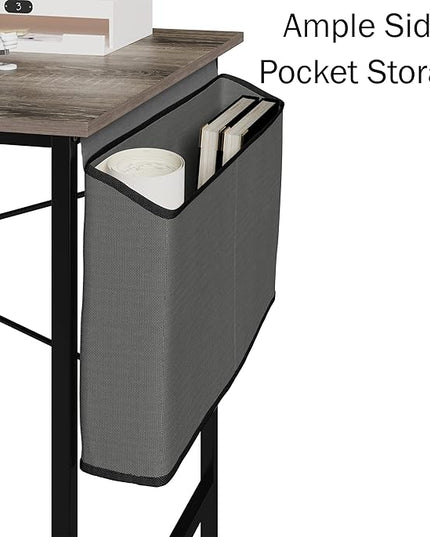 Lavish Home Modern Computer Desk with Industrial Style Woodgrain Look and Steel for Home Office, Bedroom, or Craft Table, with Storage Bag, (L) 47” x (W) 23.5” x (H) 29.5”, Gray - LeafyLoom