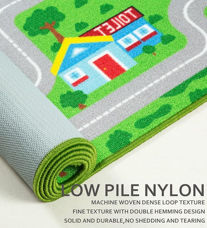 Kids Carpet Playmat Car Play Rug City Life Traffic Road Kids Rug 5' x 6'6" Large Children Educational & Game Area Rug for Toddler Boys Bedroom Playroom Classroom - LeafyLoom