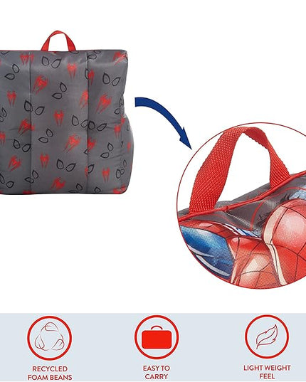 Idea Nuova Marvel Spiderman Toddler Nylon Bean Bag Chair with Piping & Top Carry Handle, Large - LeafyLoom