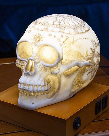 Pacific Giftware Astrology Skull Home Decor LED Lamp with Two USB Charging Ports, White - LeafyLoom