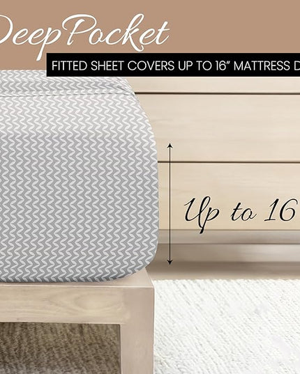 Linen Market 3 Piece Twin Bedding Sheet Set (Gray Chevron) - Sleep Better Than Ever with These Ultra-Soft & Cooling Bed Sheets for Your Twin Size Bed - Deep Pocket Fits 16" Mattress - LeafyLoom