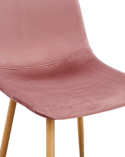 FurnitureR Dining Chairs Set of 4, Velvet Dining Room Seating Upholstered Armless Kitchen Chairs, Side Chair Mid-back with Metal Legs for Living Room Bedroom Home Office, Rose - LeafyLoom