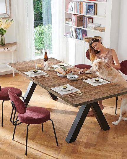 COLAMY Upholstered Fabric Dining Chairs Set of 4, Modern Dining Room Kitchen Side Chairs with Round Seat, Curved Backrest, Metal Legs, Red - LeafyLoom
