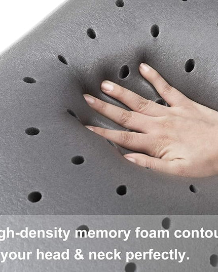 BedStory Memory Foam Pillow Medium Firm - Standard Size Memory Foam Bed Pillow - Orthopedic Pillows for Sleeping - Stomach & Back Sleepers - LeafyLoom