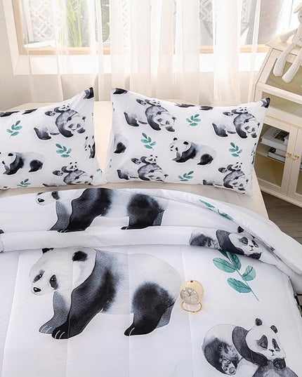 CVHOUSE Panda Bedding Set,Panda Comforter King,Cute Panda Comforter Set for Girls Kids Teens,Kawaii Panda Quilt Set with 1 Comforter and 2 Pillow Cases- 3 Piece - LeafyLoom