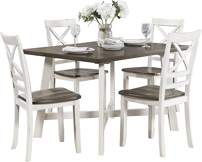 NicBex Dining Table Set for 4 Corner Dining Table Set Modern Farmhouse Style 5 Piece Pack Dinette Set for Breakfast Nook, Living Room, Easy Assembly, Multicolor - LeafyLoom