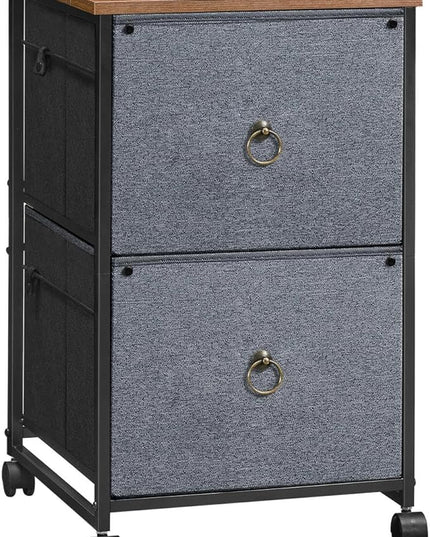 HOOBRO 2 Drawer Mobile File Cabinet, Rolling Printer Stand, Vertical Filing Cabinet, Office Cabinet, Filing Cabinet for Home Office, A4/Letter Size, Nonwovens Drawer, Rustic Brown and Gray BFG20WJ01 - LeafyLoom