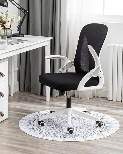 Tervo Model S | Folding Office Chair for Small Spaces | Gaming Chair for Adults & Kids | Ergonomic Mesh Computer Chair for Bedroom | Desk Chair for Home Work | (White & Black) - LeafyLoom