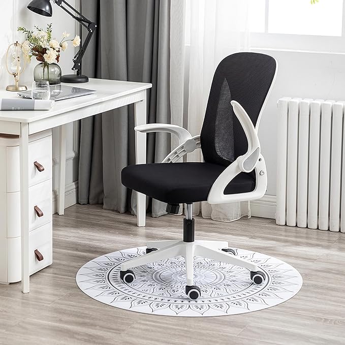 Tervo Model S | Folding Office Chair for Small Spaces | Gaming Chair for Adults & Kids | Ergonomic Mesh Computer Chair for Bedroom | Desk Chair for Home Work | (White & Black) - LeafyLoom