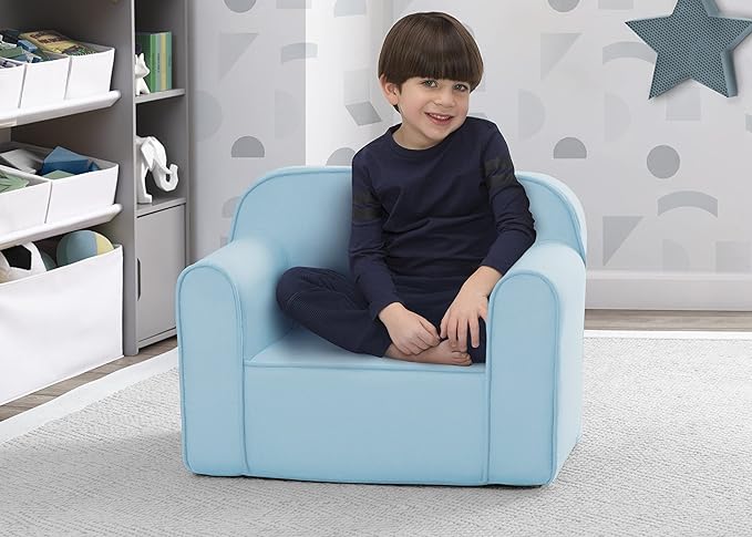 Delta Children Cozee Chair for Kids for Ages 18 Months and Up, Light Blue - LeafyLoom