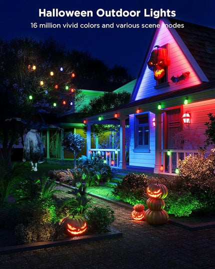 Govee Smart Outdoor String Lights H7021, RGBIC Warm White 96ft (2 Ropes of 48ft) LED Bulbs for Halloween Decorations, Christmas, WiFi Patio Lights Work with Alexa, Google, APP Control, IP65 Waterproof Govee