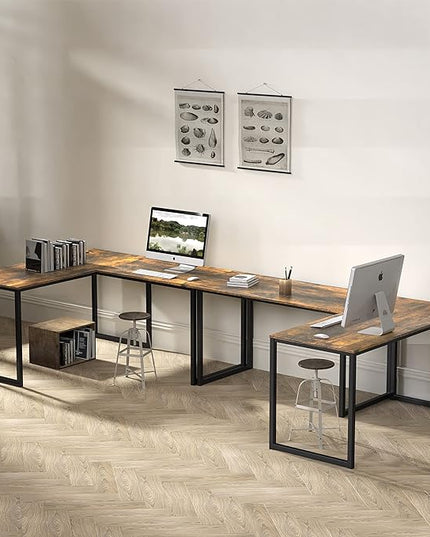 SHW Home Office 48-Inch Computer Desk, 24" Deep, Rustic Brown - LeafyLoom