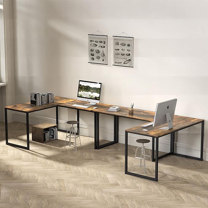 SHW Home Office 48-Inch Computer Desk, 24" Deep, Rustic Brown - LeafyLoom