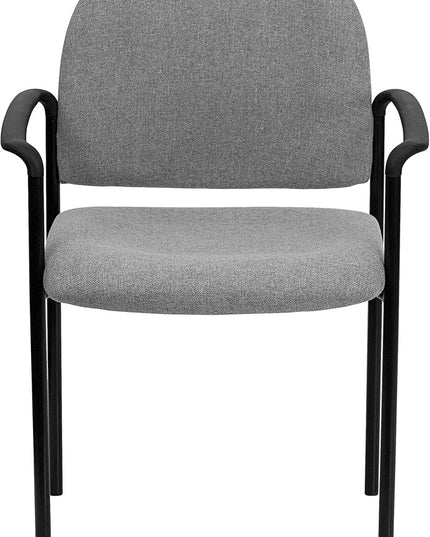 Flash Furniture Tiffany Comfort Gray Fabric Stackable Steel Side Reception Chair with Arms - LeafyLoom