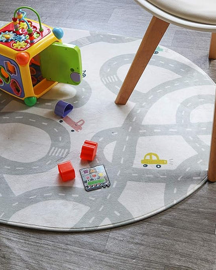 LIVEBOX Road Traffic Kids Play Area Rug 3'x5' Washable Playroom Educational & Fun with Cars and Toys Non-Slip Children Nursery Rugs for Living Room Bedroom Classroom Entryway Kids Tent - LeafyLoom