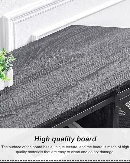 HOMISSUE Corner TV Stand, Corner TV Stand for 55 60 Inch TV, Industrial & Farmhouse Corner Entertainment Center w/Sliding Barn Door, Corner TV Cabinet for Living Room, Grey - LeafyLoom