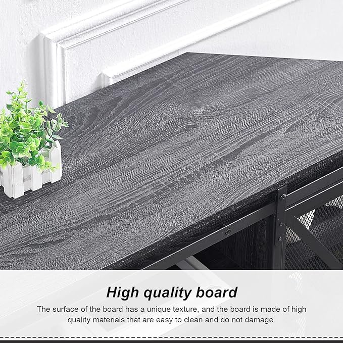 HOMISSUE Corner TV Stand, Corner TV Stand for 55 60 Inch TV, Industrial & Farmhouse Corner Entertainment Center w/Sliding Barn Door, Corner TV Cabinet for Living Room, Grey - LeafyLoom