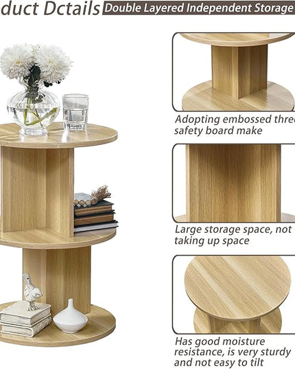 ECYIL Double Layered Independent Storage Rack, Full Circular Color Blocking Bookshelf, Suitable for Home, Office, Living Room, etc (nature) - LeafyLoom