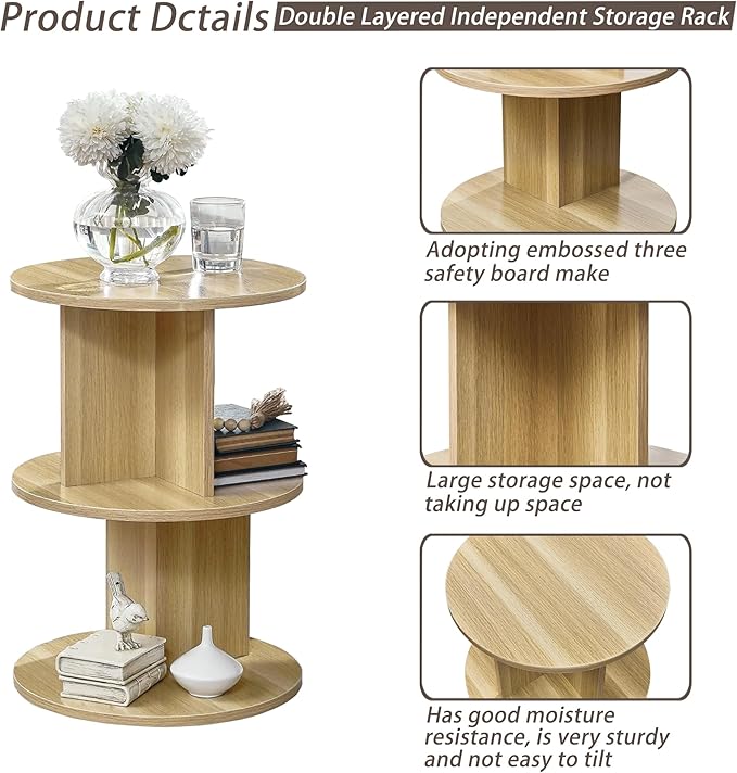 ECYIL Double Layered Independent Storage Rack, Full Circular Color Blocking Bookshelf, Suitable for Home, Office, Living Room, etc (nature) - LeafyLoom