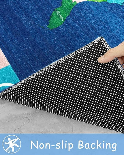 LIVEBOX Educational USA Map Kids Nursery Rug, 4x6 Ft Baby Playmats for Infant and Toddlers, Non-Slip Alphabet Kids Rug Mat for Playroom, Classroom, ABC Kids Room Rug for Bedroom - LeafyLoom