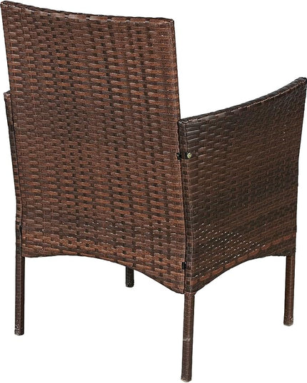 BTEXPERT Space Saving Outdoor Wicker Conversation 3 Piece Bistro Set Garden Patio Yard Porch Furniture Pe Rattan Two Chairs Cushions Side Storage Table Brown/Aqua Blue, OneSize - LeafyLoom