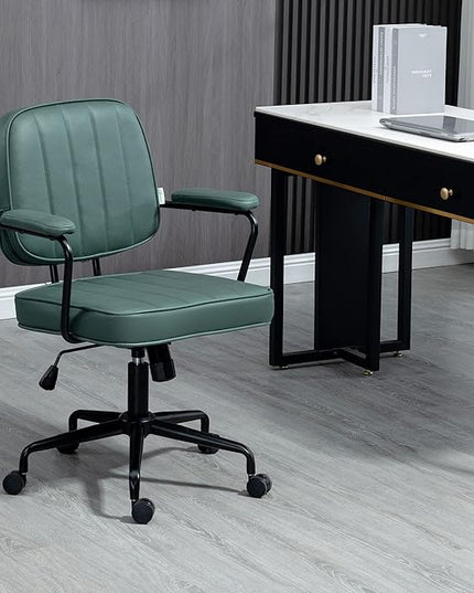 Vinsetto Home Office Chair, Microfiber Computer Desk Chair with Swivel Wheels, Adjustable Height, and Tilt Function, Green - LeafyLoom
