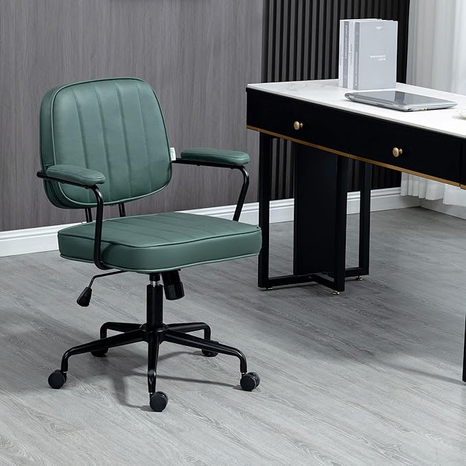 Vinsetto Home Office Chair, Microfiber Computer Desk Chair with Swivel Wheels, Adjustable Height, and Tilt Function, Green - LeafyLoom