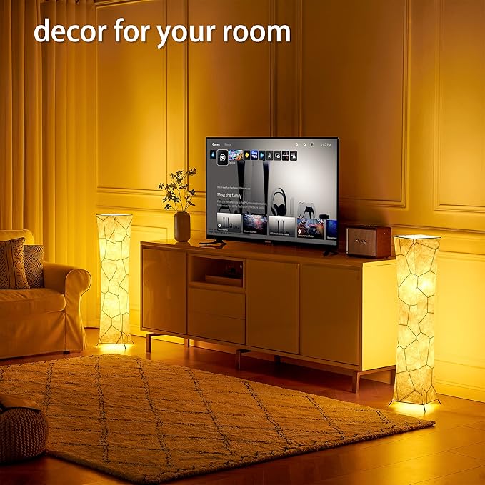 chiphy Floor Lamp, 39" Tall Standing Lamp, 3 Levels Adjustable Brightness LED Bulbs, Column Floor Light, Marble Gradient Fabric Lampshade, Home Decor for Living Room, Bedroom, Kids Room - LeafyLoom