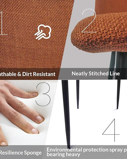 NicBex Dining Chairs Set of 4 Modern Upholstered Linen Dining Room Kitchen Chairs with Black Metal Legs,Side Chairs for Dining Room, Kitchen,Living Room, and Restaurants,Caramel - LeafyLoom