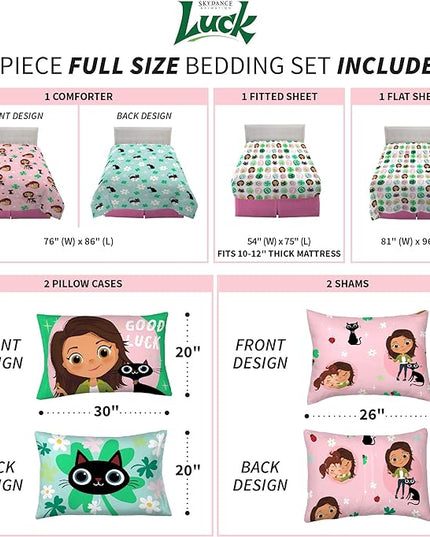 Skydance Luck Kids Bedding Super Soft Comforter and Sheet Set with Sham, 7 Piece Full Size, By Franco - LeafyLoom