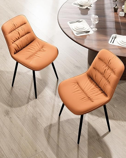 Kidol & Shellder Modern Dining Chairs Set of 2 Kitchen & Dining Room Chairs Upholstered Accent Chair Living Room Chairs Kitchen Chairs Comfy Chair for Bedrooms Waiting Room Home(Matte Orange) - LeafyLoom