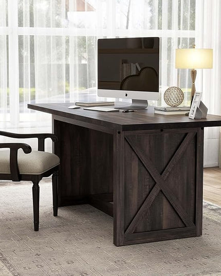 YITAHOME 6FT Conference Table Executive Desk, 70.8’’ Large Meeting Seminar Table for Office with Thicken Wood Frame, Farmhouse Rectangular Computer Desk for Home Business, Rustic Oak - LeafyLoom